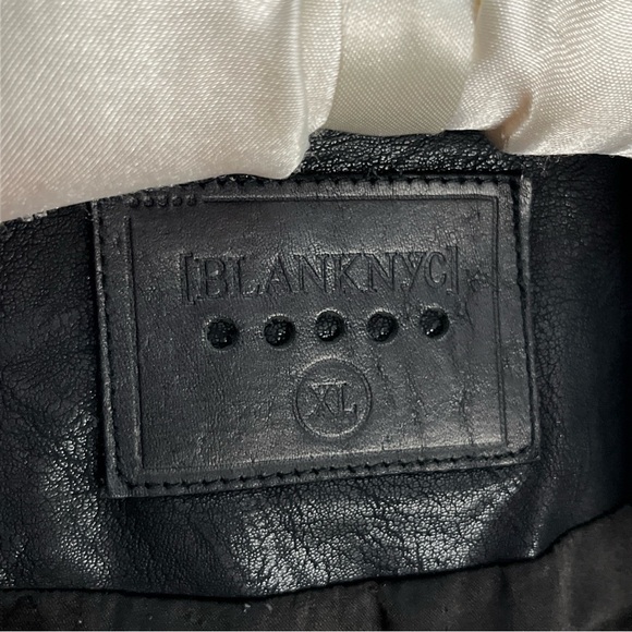 Blank NYC Black Moto Jacket Faux Vegan Leather Silver Zip Biker Edgy Sz XL - Picture 8 of 12
